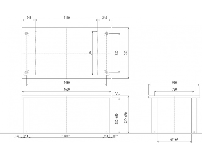 柏木工(KASHIWA) PREMIUM TABLE・ストレート面の写真
