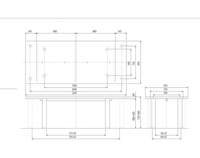 柏木工(KASHIWA) PREMIUM TABLE・ストレート面の写真
