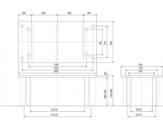 柏木工(KASHIWA) PREMIUM TABLE・ストレート面の写真