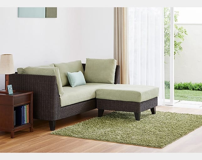 a.flat(エーフラット) RAN compact sofa ottoman (rattan)の写真
