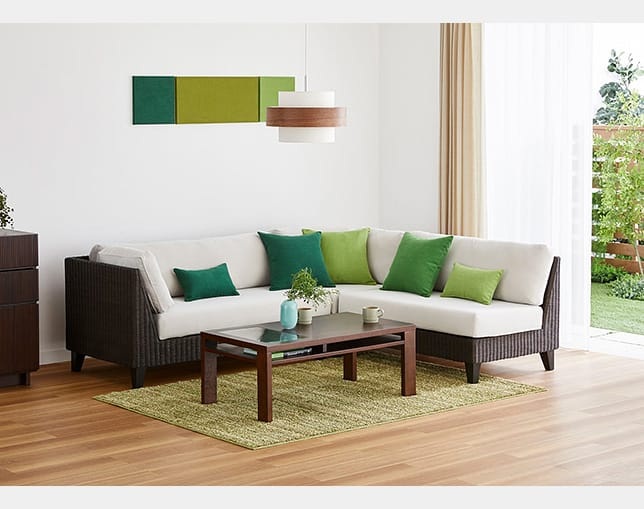 a.flat(エーフラット) RAN compact sofa v05 corner set (rattan)の写真