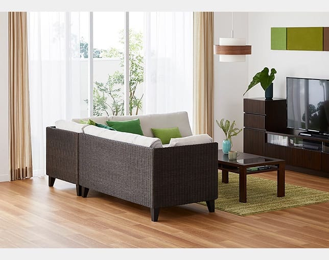 a.flat(エーフラット) RAN compact sofa v05 corner set (rattan)の写真