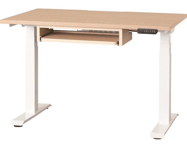 小島工芸 電動昇降デスク C1EA-110×60デスクチェリーナチュラル　脚ホワイトの写真