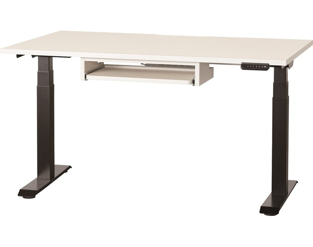 小島工芸 電動昇降デスク C1EA-140×60デスクホワイト　脚ブラックの写真