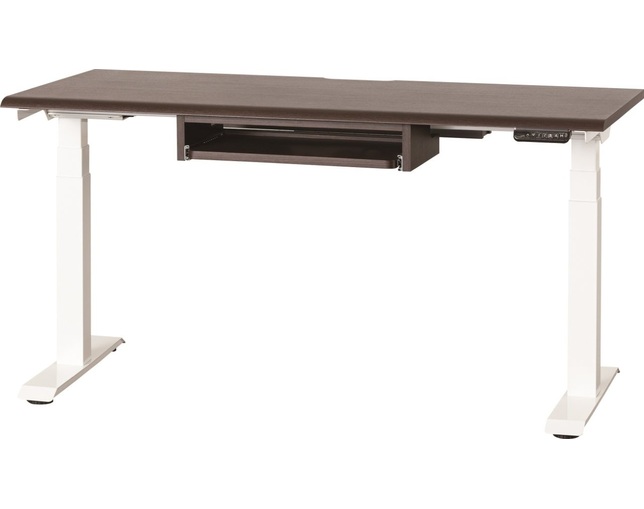小島工芸 電動昇降デスク JDEA-150×60デスクウッデイウエンジ　脚ホワイトの写真