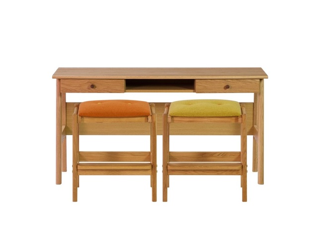 ISSEIKI(イッセイキ) 【SET】LEPTON DESK + STOOL(WO-NA+OR)+STOOL(WO-NA+YE) 3点SETの写真