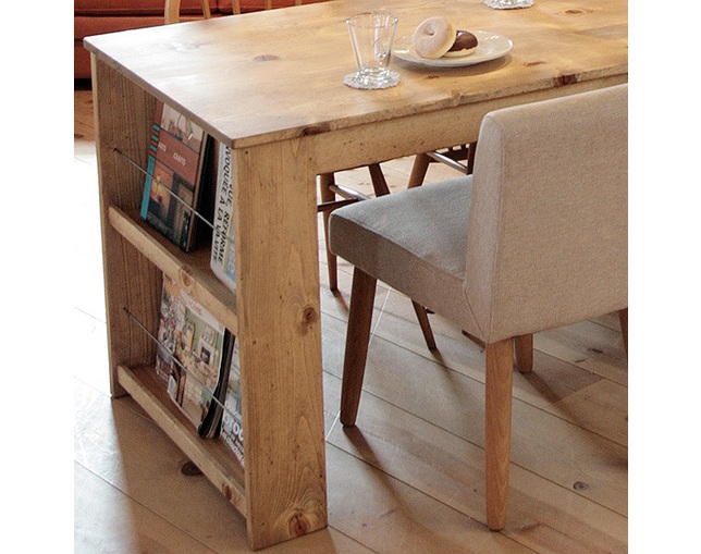 ラスティック(Rustic) 国産オーダー家具 ラスティックパイン　ジャケットシェルフテーブル ～1400×～700の写真
