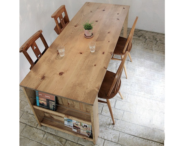 ラスティック(Rustic) 国産オーダー家具 ラスティックパイン　ジャケットシェルフテーブル ～1400×～700の写真