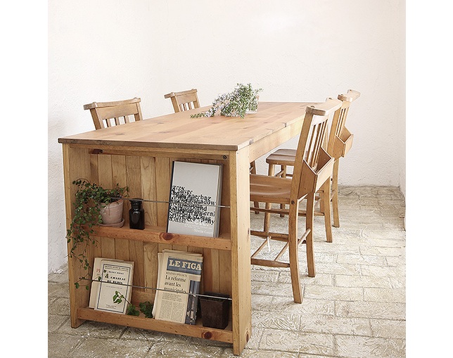 ラスティック(Rustic) 国産オーダー家具 ラスティックパイン　ジャケットシェルフテーブル ～1400×～700の写真