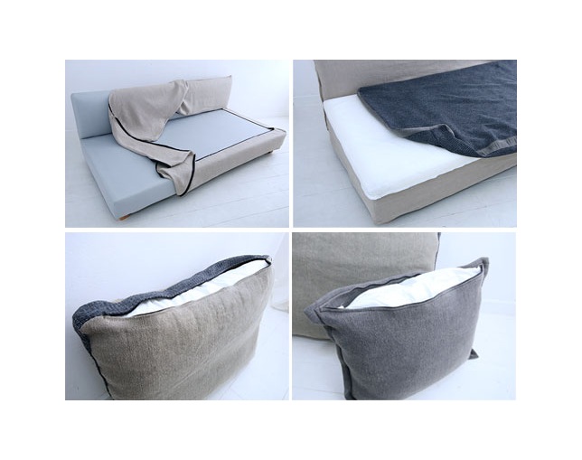 Mコレクション(エムコレクション) Mコレクション　クッション付きカバーリングソファ　FUTON SOFA グレー W1600の写真