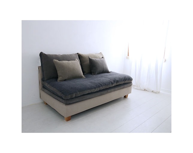 Mコレクション(エムコレクション) Mコレクション　クッション付きカバーリングソファ　FUTON SOFA グレー W1600の写真