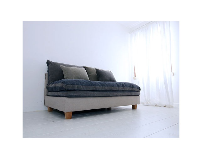 Mコレクション(エムコレクション) Mコレクション　クッション付きカバーリングソファ　FUTON SOFA グレー W1600の写真