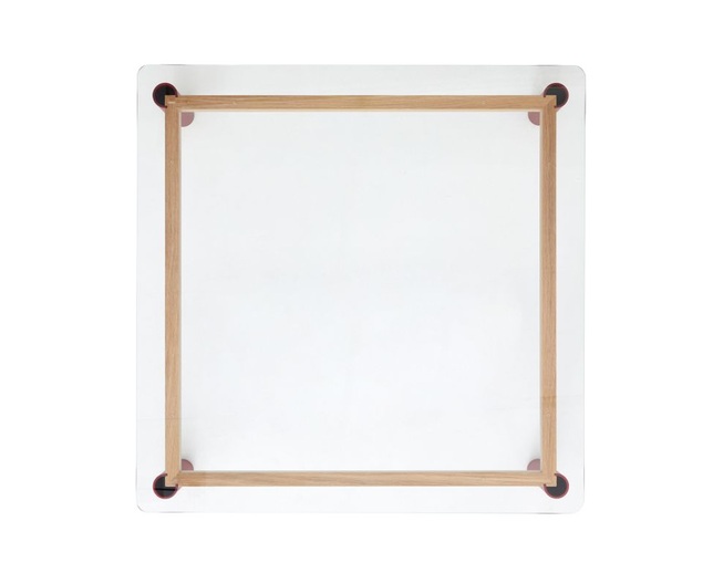 CORE GLASS COFFEE TABLE OAK/RED(コア ガラス コーヒー テーブル オーク/レッド)[タブルーム]