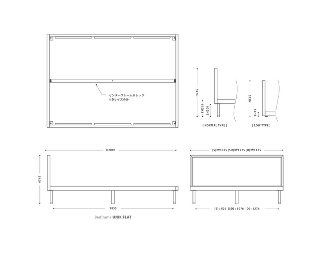 NOWHERE LIKE HOME(ノーウェアライクホーム) Bedframe UNIK FLATの写真