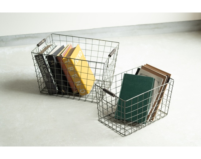 イエノワ(ienowa) 木製取っ手付きレクタングルバスケット(M)の写真