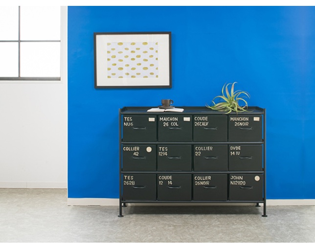 イエノワ(ienowa) 横型12杯引出チェスト MSG BEの写真