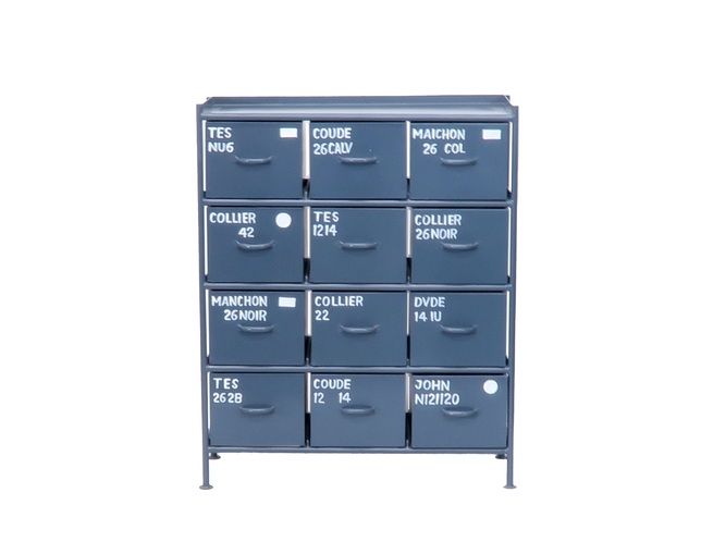 イエノワ(ienowa) 縦型12杯引出チェスト MSG GYの写真