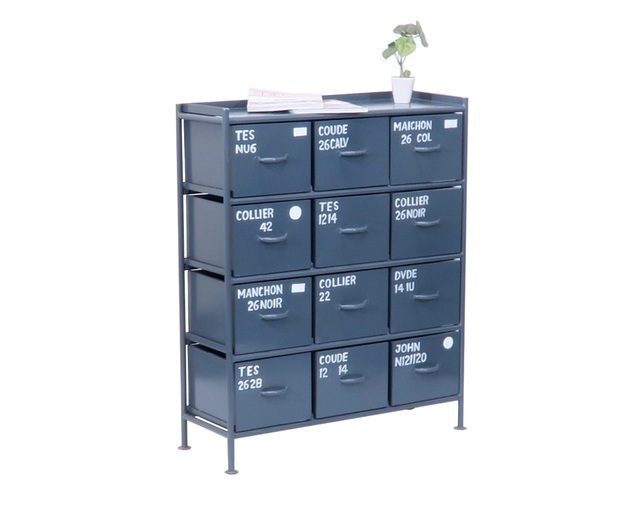 イエノワ(ienowa) 縦型12杯引出チェスト MSG GYの写真