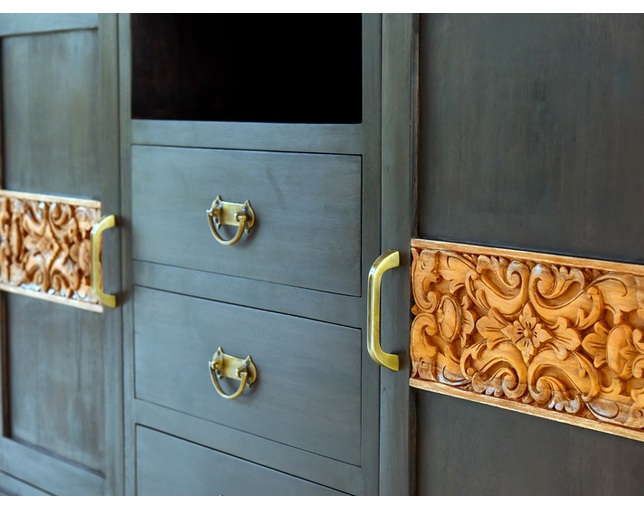 Alam Sari(アラム サリ) CABINET 3DRW 2DOOR CARVINGの写真