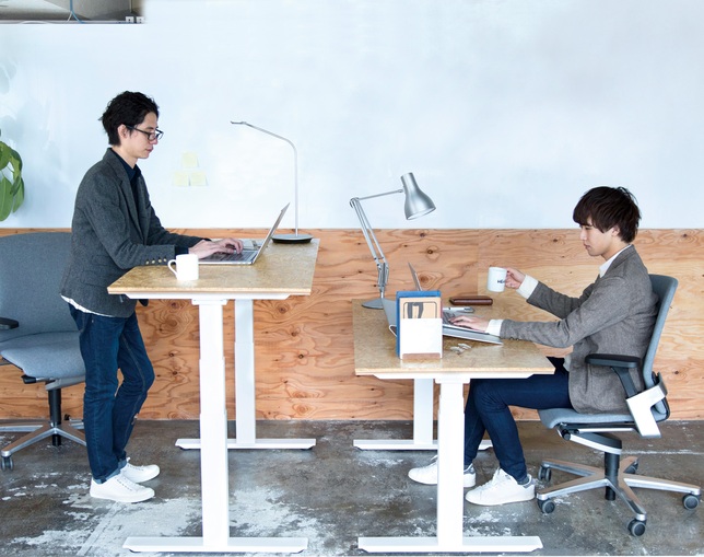 ボーダレス(BORDERLESS) FeEL WALNUT 1600×700 電動昇降デスクの写真