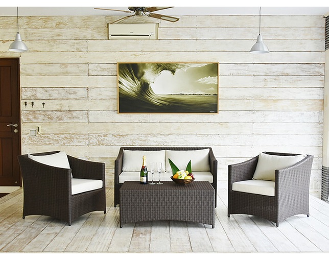 TUBAN Synthetic Rattan Curved Sofa 2Pの写真