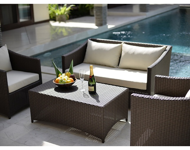 TUBAN Synthetic Rattan Curved Sofa 2Pの写真