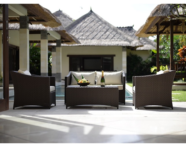 TUBAN Synthetic Rattan Curved Sofa 2Pの写真