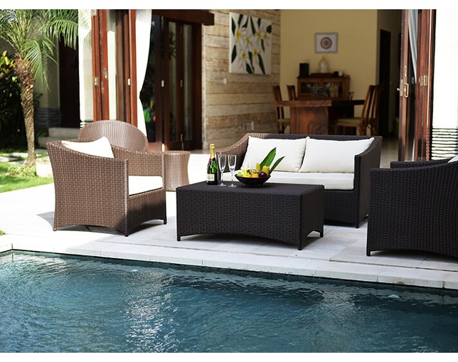 TUBAN Synthetic Rattan Curved Sofa 2Pの写真