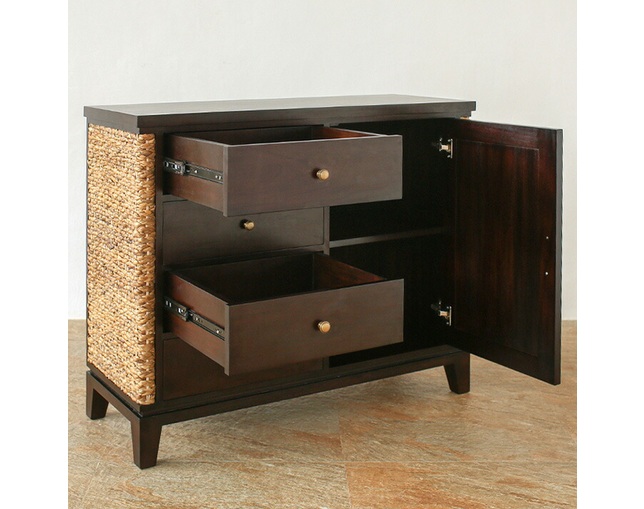 MITRA Water Hyacinth Cabinet with 4 Drawers & Shelfの写真