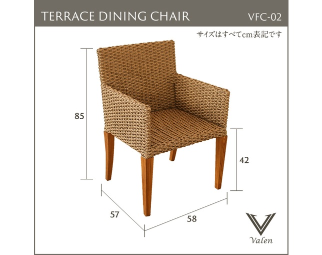 Valen Synthetic Hyacinth Terrace Dining Chairの写真